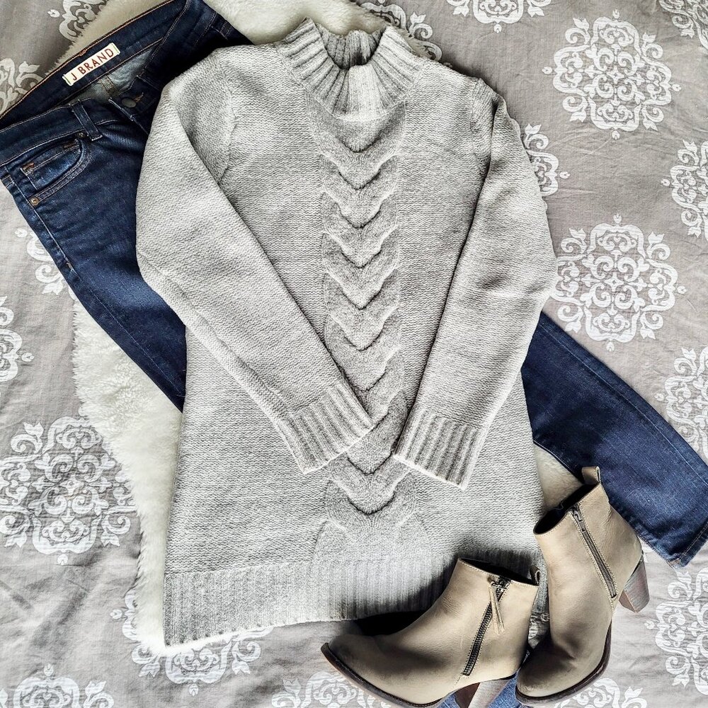 Roots Girls Cable Knit Tunic Sweater in Grey Mix Size 14-16 (Womens XS)